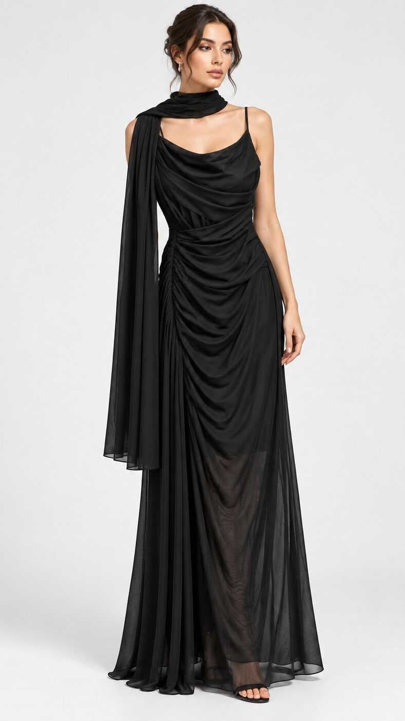 Draped Evening Gown Scarf L